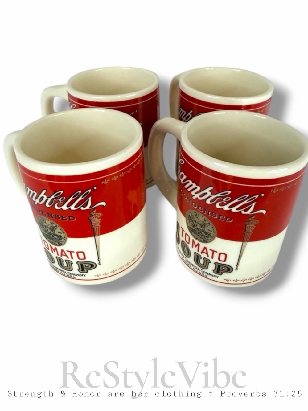 CAMPBELL SOUP VINTAGE Mug Set of 4 Coffee Cup Made in USA RARE